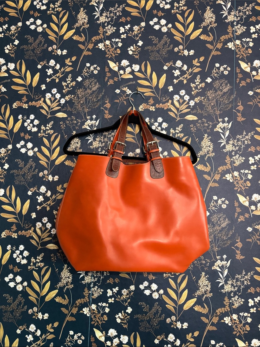 Nardelli Brown Genuine Leather Tote Bag Italian W/ Plaid Liner